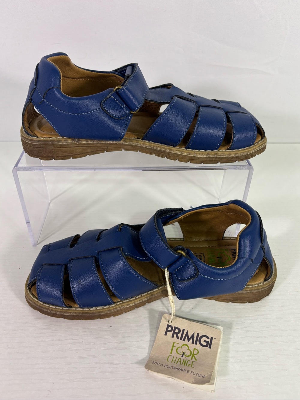 NWT Primigi Kids Fisherman Sustainable Sandals Blue Leather EU 34 US 3